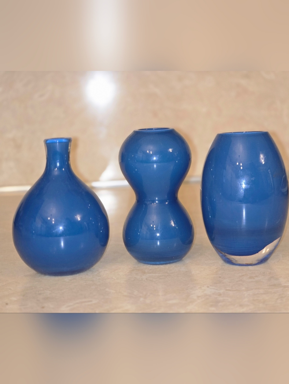 Cobalt Blue Vintage Handmade Bud Vase Trio Set